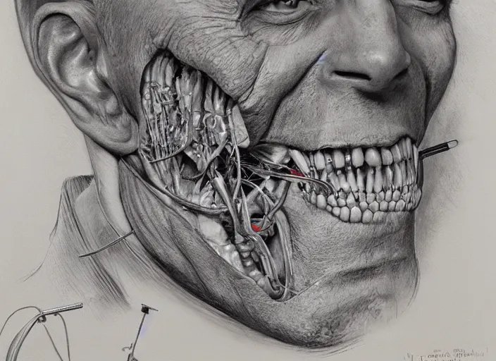 Image similar to a highly detailed anatomical portrait of a dentist, james gurney, james jean