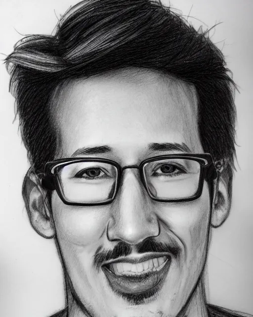 Prompt: pencil sketch of markiplier