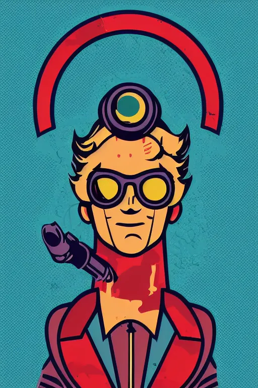 Image similar to fallout 7 6 retro futurist illustration art by butcher billy, sticker, colorful, illustration, highly detailed, simple, smooth and clean vector curves, no jagged lines, vector art, smooth andy warhol style