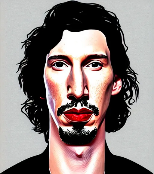 Prompt: a portrait of adam driver the kind despot, hyperrealism, highly detailed