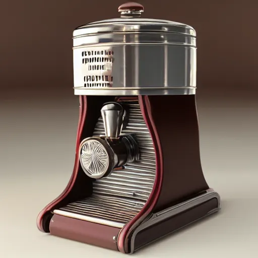 Prompt: a retrofuturistic mechanical coffee grinder, ultra detailed, octane render, 8 k, hyper realistic, studio lighting, realistic materials