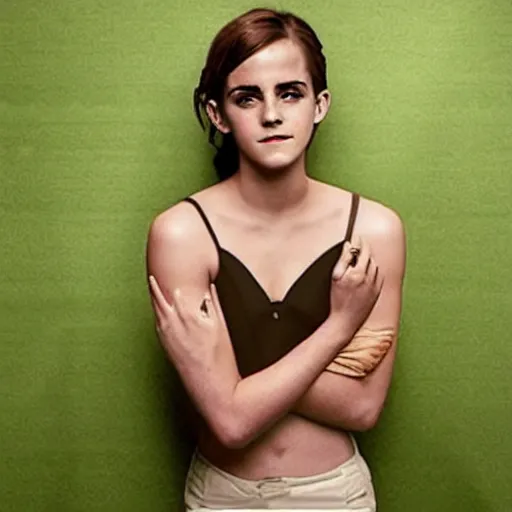 Image similar to photograph of emma watson with avocado skin, anthropomorphic