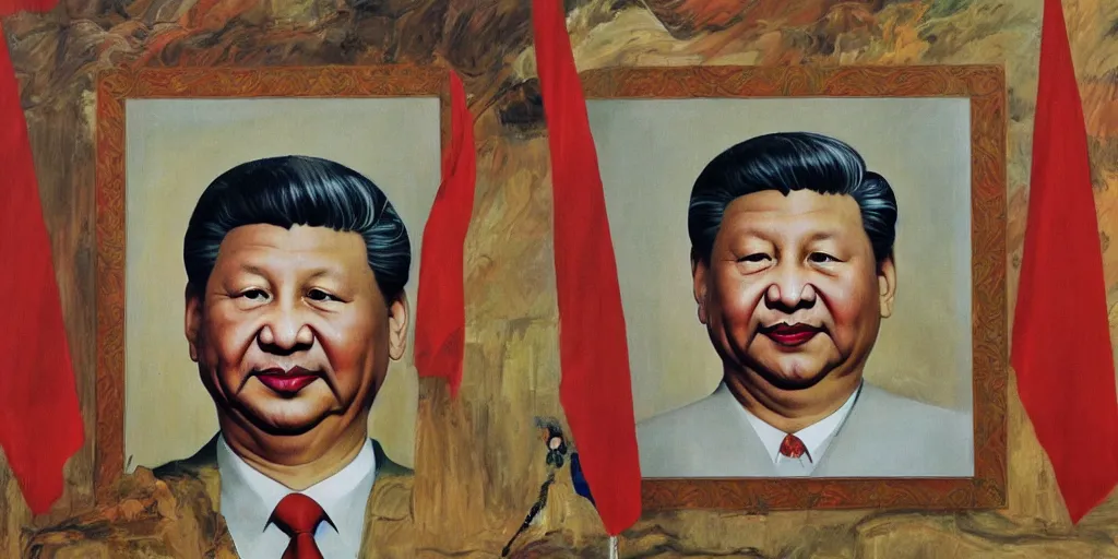 Image similar to Xi JinPing portrait in the style of Lucian Freud