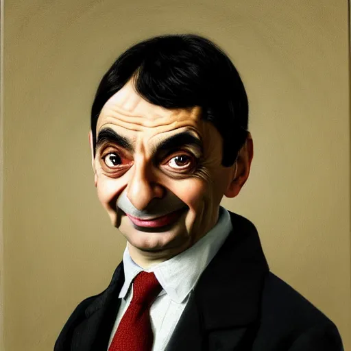 Prompt: Portrait of Mr Bean, classic painting