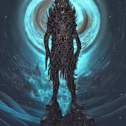 Image similar to Edritch , a cosmic monster god of madness , realistic gothic , digital art , in a distant universe