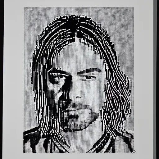 Image similar to kurt cobain op art,