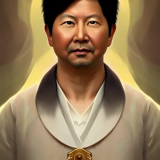 Image similar to symmetry portrait of ken jeong, intricate, elegant, highly detailed, digital painting, artstation, concept art, smooth, sharp focus, illustration, art by artgerm and greg rutkowski and alphonse mucha