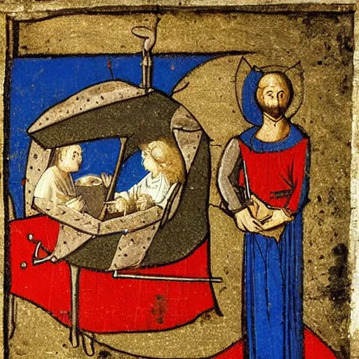 Prompt: doctor in front of a helicopter, medieval art