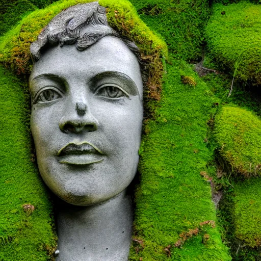 Image similar to photo of a statue covered in moss