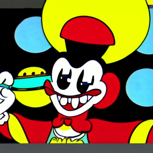 Image similar to Cuphead animation, cuphead screenshot, clown