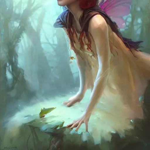 Image similar to Queen of the fae. Fairy people. A fairy Queen. Mandy Jurgens. Phil Hale. Jordan Grimmer. ArtStation.