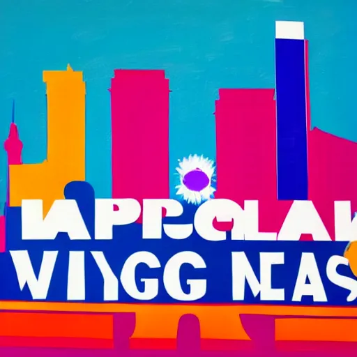 Prompt: painting of las vegas skyline in style of pop art