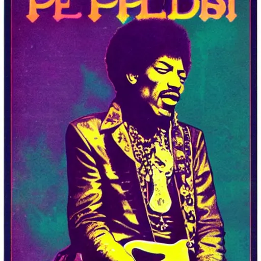 Prompt: Jimi Hendrix 1960’s psychedelic concert poster