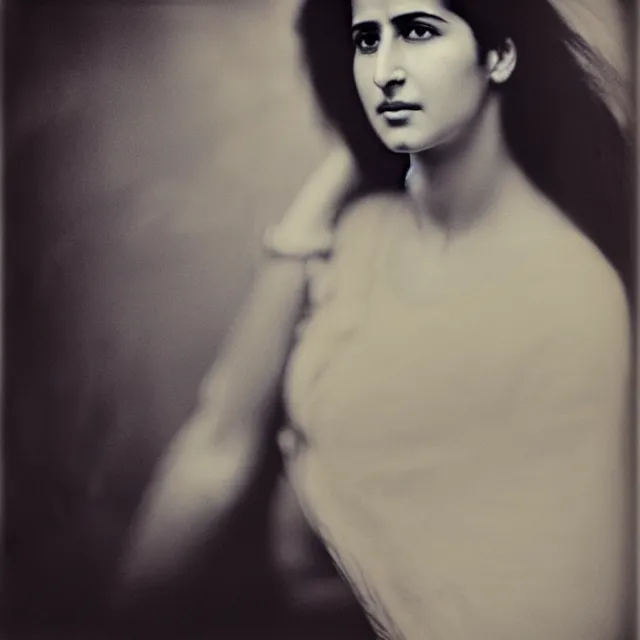 Prompt: a vintage photograph of Katrina Kaif by Julia Margaret Cameron, portrait, 40mm lens, shallow depth of field, split lighting