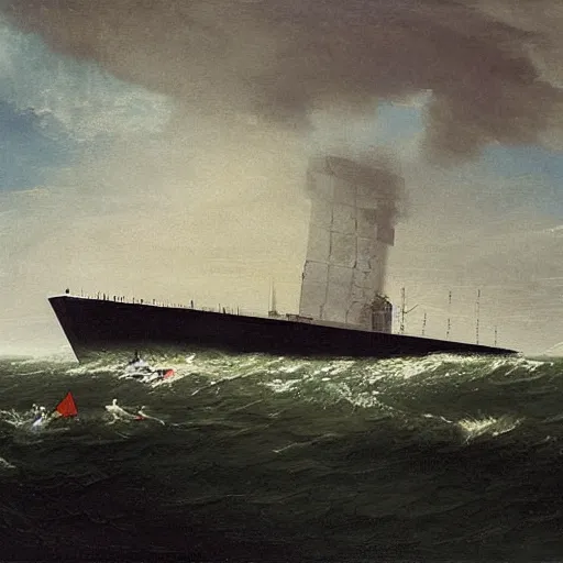 Prompt: submarine painting by hubert robert ssn deckhouse skipjack detailed