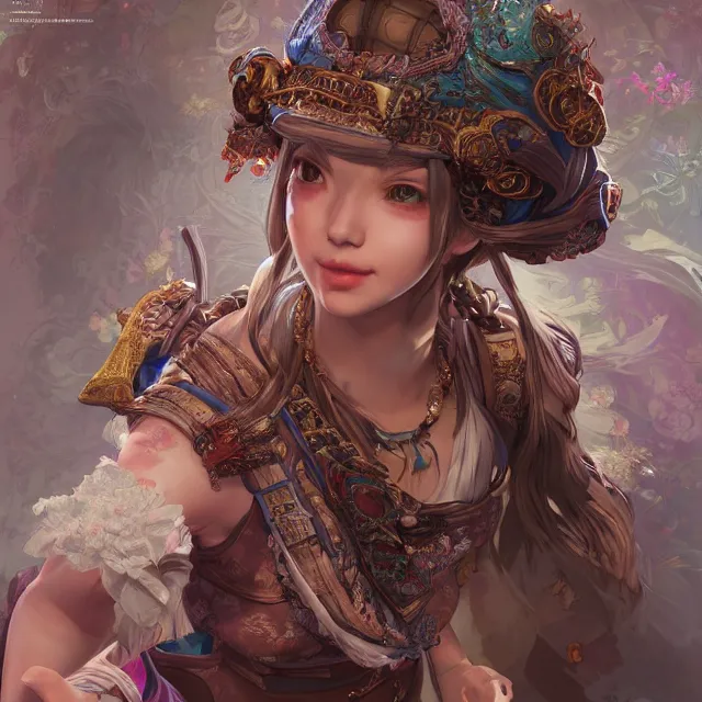 Prompt: studio portrait of neutral good colorful female cleric bard healer as absurdly beautiful, elegant, young gravure idol, an ultrafine hyperdetailed illustration by kim jung gi, irakli nadar, intricate linework, sharp focus, bright colors, octopath traveler, final fantasy, unreal engine 5 highly rendered, global illumination, radiant light, detailed and intricate environment