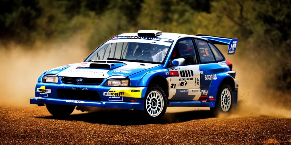 Image similar to 1999 subaru impreza, WRC, rally car, cinematic, 8k, depth of field, bokeh.