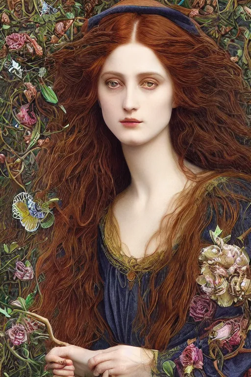 Prompt: An extremely beautiful pre-raphaelite ornate portrait of a very beautiful witch, surreal, ultradetailed, intricate, elegant, digital art painting, smooth, sharp focus, magazine art cover illustration, regal, award winning picture, extremely detailed masterpiece, sense of awe, featured on Artstation, Artgerm, ethereal bubbles, Aetherpunk, atmospheric lightning, Exquisite, floral details, 8K detail post-processing, oil painting