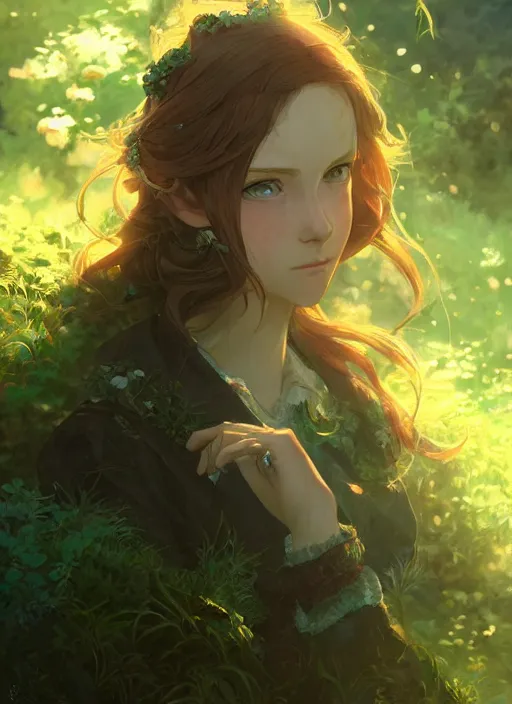 Prompt: a portrait of the emerald herald in the garden, intricate, tone mapped, ambient lighting, highly detailed, digital painting, artstation, concept art, sharp focus, by makoto shinkai and akihiko yoshida and hidari and wlop