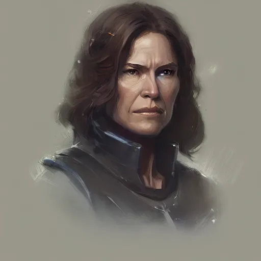 Image similar to portrait of a woman by greg rutkowski, grand jedi master jaina solo, star wars expanded universe, she is about 6 0 years old, wearing the tactical gear of the galactic alliance, highly detailed portrait, digital painting, artstation, concept art, smooth, sharp foccus ilustration, artstation hq