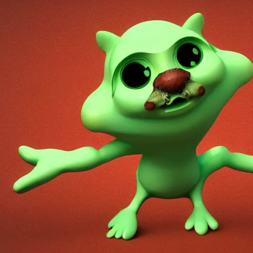 Image similar to a cartoon character with big eyes and legs, a 3 d render by grillo demo, zbrush central contest winner, furry art, rendered in maya, rendered in cinema 4 d, behance hd