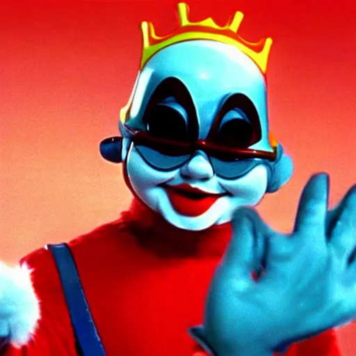 Prompt: A 1980s movie still of Jollibee as a supervillain