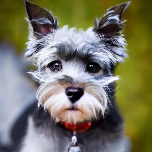 Prompt: a feline schnauzer - cat - hybrid, animal photography