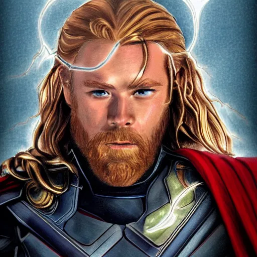 Image similar to thor. detailed portrait. anime style