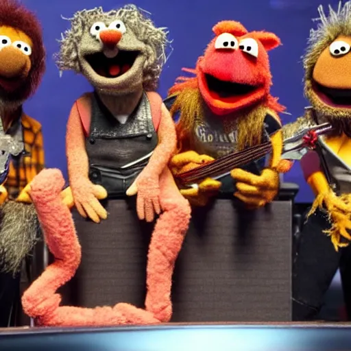 Prompt: metallica as muppets performing on stage, ultra realistic details, 8 k