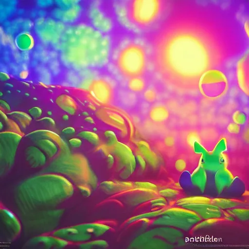 Prompt: Photorealistic bulbasaur tripping on acid. Hyperdetailed photorealism, 108 megapixels, amazing depth, glowing rich colors, powerful imagery, psychedelic Overtones, 3D finalrender, 3d shading, cinematic lighting, artstation concept art