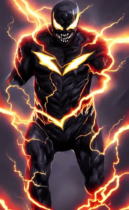 Image similar to full body portrait of venom as the flash, dynamic lighting, cinematic, ultra detailed, trending on art station, stunning visuals, creative, fantasy concept art