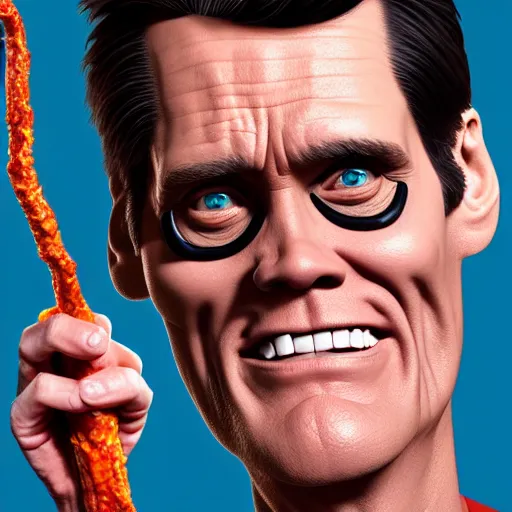 Image similar to jim carrey is fused into a slim jim, hyperdetailed, artstation, cgsociety, 8 k