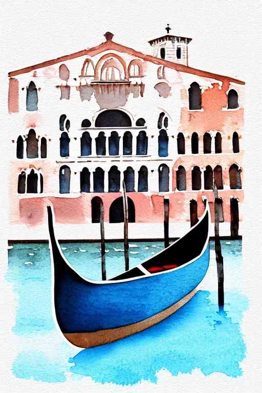 Image similar to minimalist watercolor art of a boat in venice, illustration, vector art