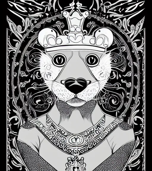 Prompt: expressive stylized master furry artist digital line art drawing full body portrait character study of the anthro male anthropomorphic otter fursona animal person wearing crown and cape royal western king regal intricate ornate