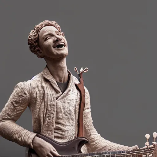 Image similar to a musician made of clay, hyper detailed, 8 k, cinematic light,