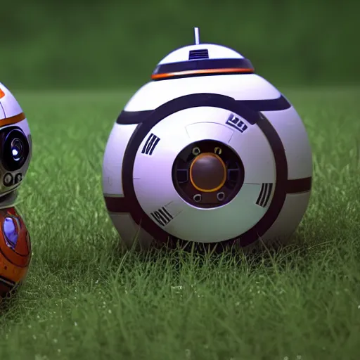 Image similar to bb 8 and hal 9 0 0 0 having a picnic, octane render, unreal engine, 8 k, hyperrealistic, photorealism