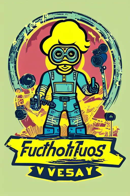 Image similar to fallout 7 6 retro futurist illustration art by butcher billy, sticker, colorful, illustration, highly detailed, simple, smooth and clean vector curves, no jagged lines, vector art, smooth andy warhol style