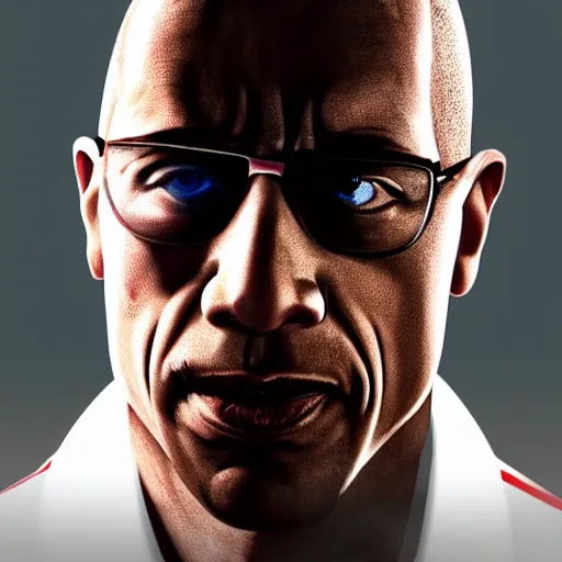 Prompt: The Rock as Gustavo Fring, cinematic lighting, HD, Photorealistic