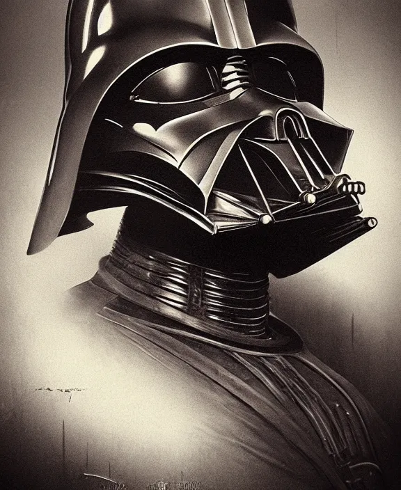 Image similar to steampunk darth vader by HR Giger and Beksiński, 4k resolution, detailed, trending on artstation