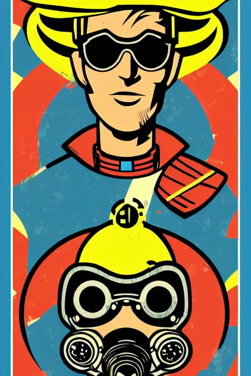 Image similar to fallout 7 6 retro futurist illustration art by butcher billy, sticker, colorful, illustration, highly detailed, simple, smooth and clean vector curves, no jagged lines, vector art, smooth andy warhol style