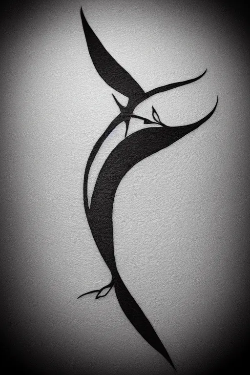 Image similar to a beautiful tattoo design of minimalist swallows flying into spherical lines and simple basic shapes, black ink, abstract logo, line art