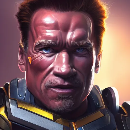 Image similar to a screenshot of arnold schwarzenegger as echo in overwatch, portrait, fantasy, beautiful face, vivid colors, elegant, concept art, sharp focus, digital art, hyper - realistic, 4 k, unreal engine, highly detailed, hd, dramatic lighting by brom, trending on artstation