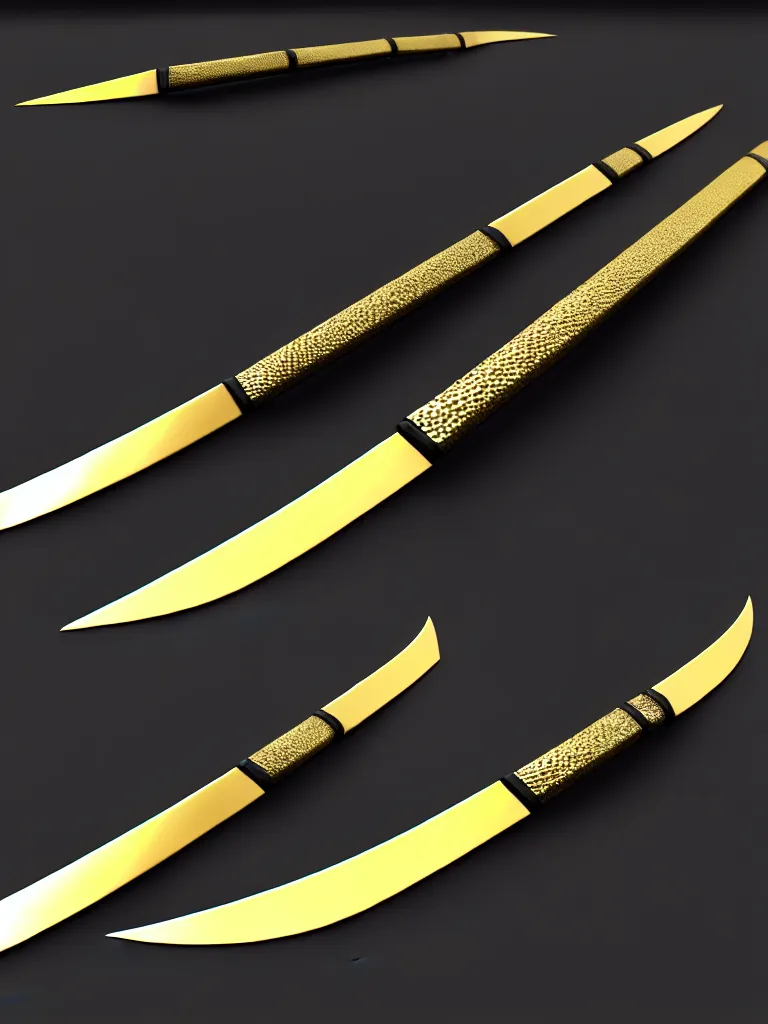 Prompt: magic long sword, proportional image, runed, black background, 3 d octane render, blade, sharp, gold, gems, cryptoblades