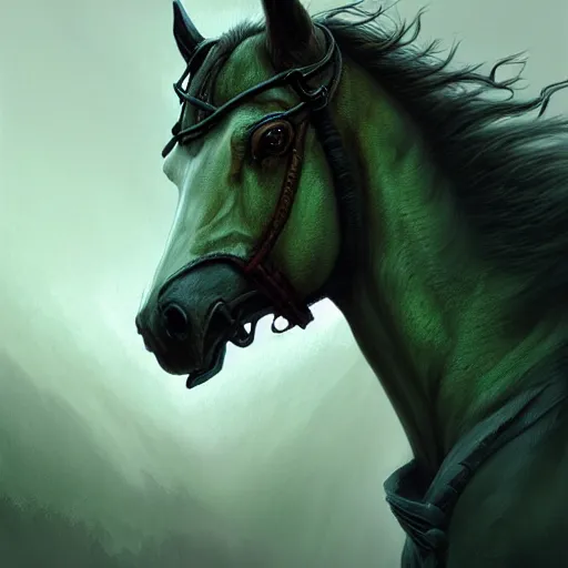 Image similar to concept art by artgerm, pestilence of the four horsemen of the apocalypse, soft green natural light, intricate, hooded death riding a horse, highly detailed dark art, digital painting, artstation, concept art, smooth, sharp focus, illustration, art by greg rutkowski and luis rollo and uang guangjian and gil elvgren, symmetry!