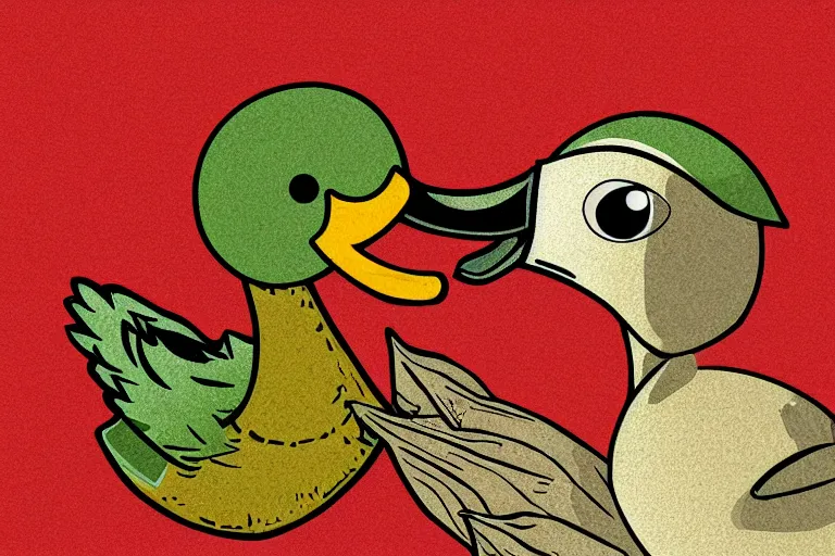 Image similar to a vector illustration of a duck smoking a cigar, elegant, intricate