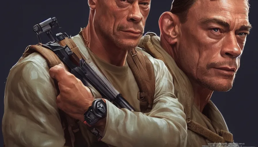 Prompt: Jean Claude Van Damme is Rambo, hyperdetailed, artstation, cgsociety, 8k