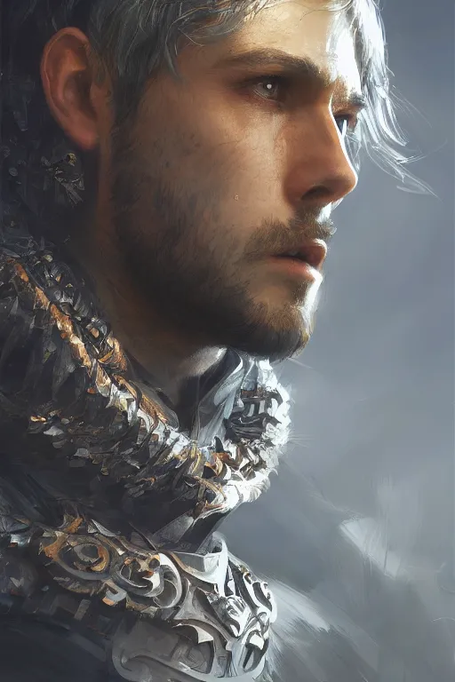 Image similar to king arthur's knight, close-up portrait, powerfull, intricate, elegant, volumetric lighting, scenery, digital painting, highly detailed, artstation, sharp focus, illustration, concept art, ruan jia, steve mccurry