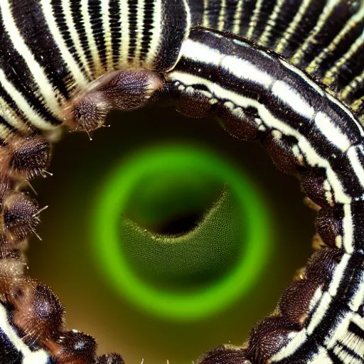 Prompt: macrophoto of a caterpillar head, photography,