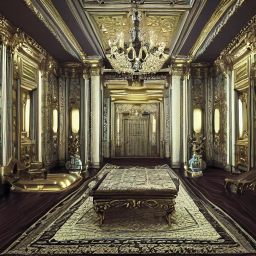 Prompt: luxurious interior palace, hyperdetailed, raytracing, octane render