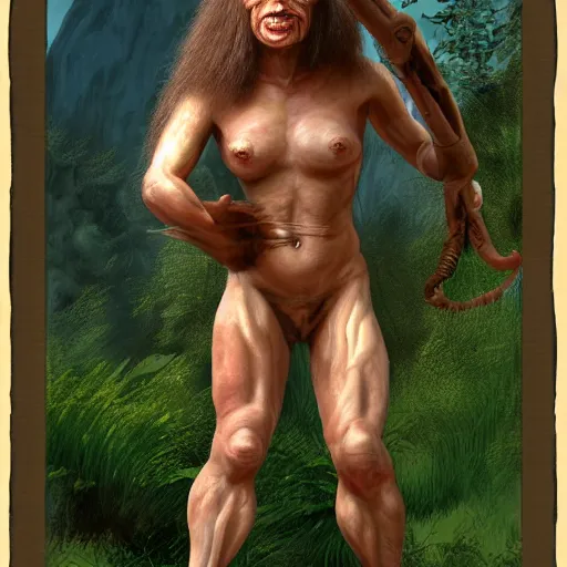 Prompt: Marjorie Taylor Green as a Neanderthal, ultra detailed